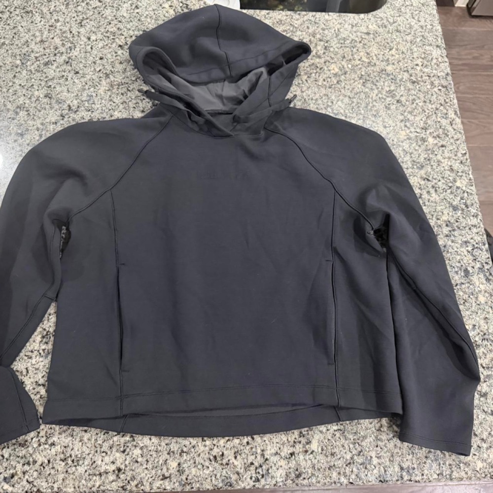 Lululemon Smooth Spacer Hoodie Emboss Black Grey LW3HQSS Size 6